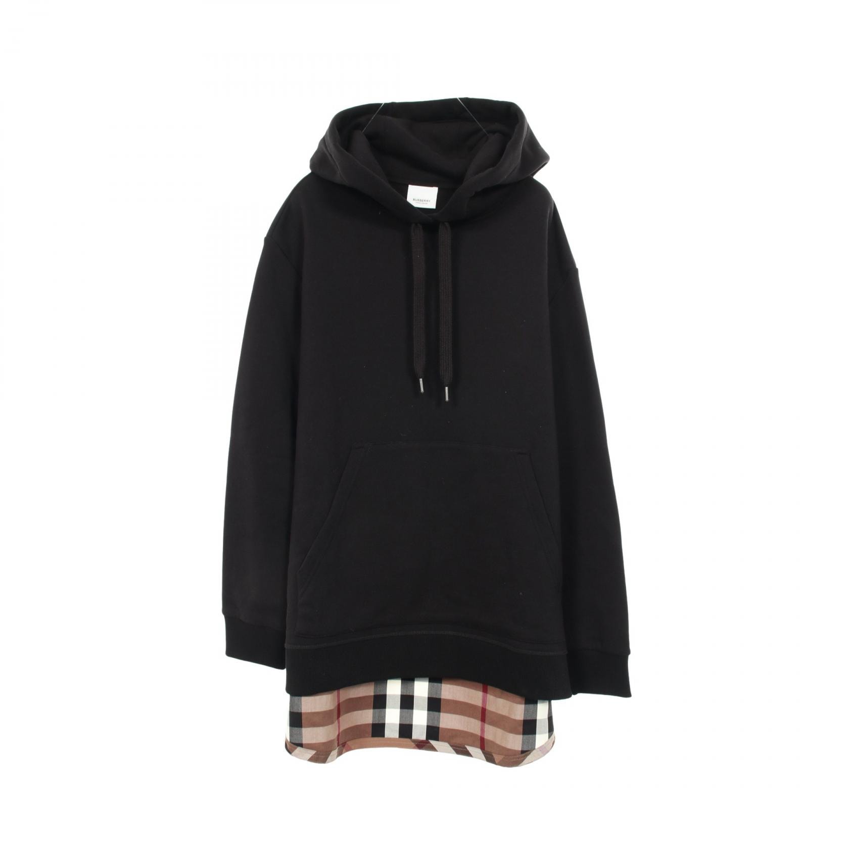 バーバリー BURBERRY ノバチェック パーカー 衣料品 トップス コットン レディース ブラック系 / マルチカラー 【中古】