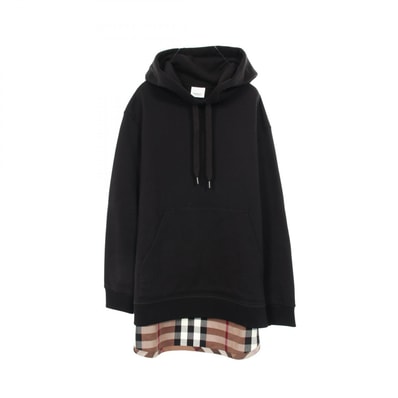 バーバリー BURBERRY ノバチェック パーカー 衣料品 トップス コットン レディース ブラック系 / マルチカラー 【中古】