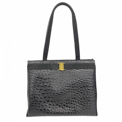 ★SALE【6cd5543】サルヴァトーレフェラガモ ショルダーバッグ ヴァラ レザー ブラック ゴールド金具【中古】レディース