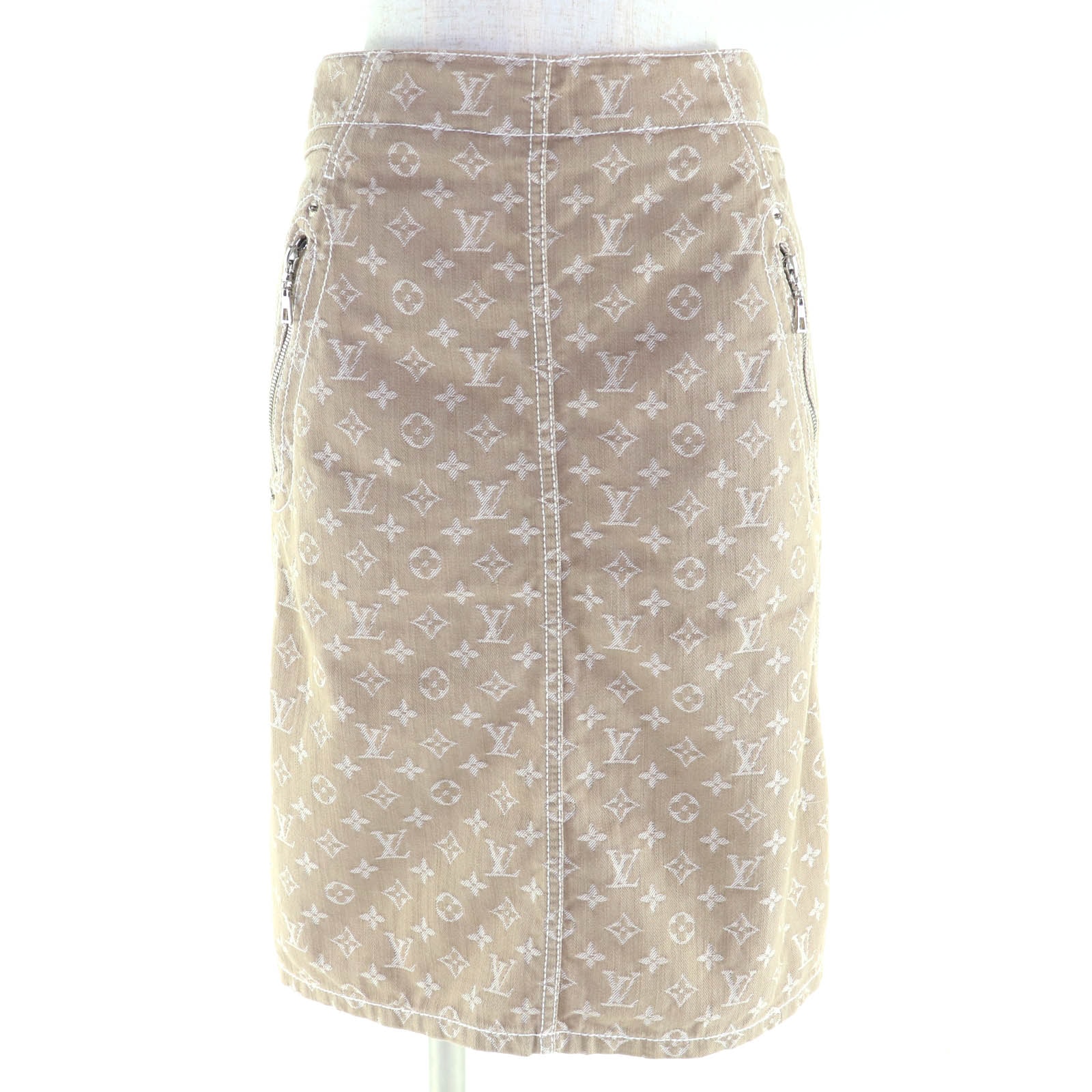 極美品 ルイヴィトン スカート ベージュ レディース 40 RW071W WKSK02CF7