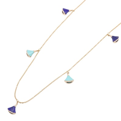 ブルガリ BVLGARI ディーヴァドリーム 9P ターコイズ ラピスラズリ ダイヤ ネックレス ネックレス ジュエリー K18PG(ピンクゴールド) ダイヤモンド ターコイズ / ラピスラズリ レディース ゴールド系 / ブルー系