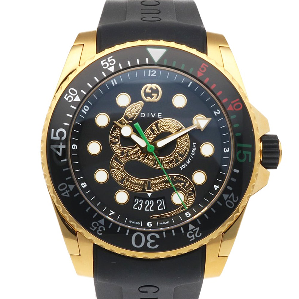 グッチ ダイブ スネーク 腕時計 時計 ステンレススチール YA136219/136.2 クオーツ メンズ 1年保証 GUCCI  中古
