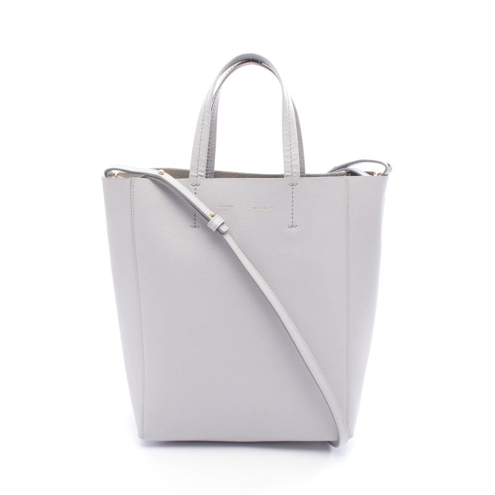 セリーヌ CELINE バーティカル スモール カバ トートバッグ バッグ レザー レディース グレー系 【中古】