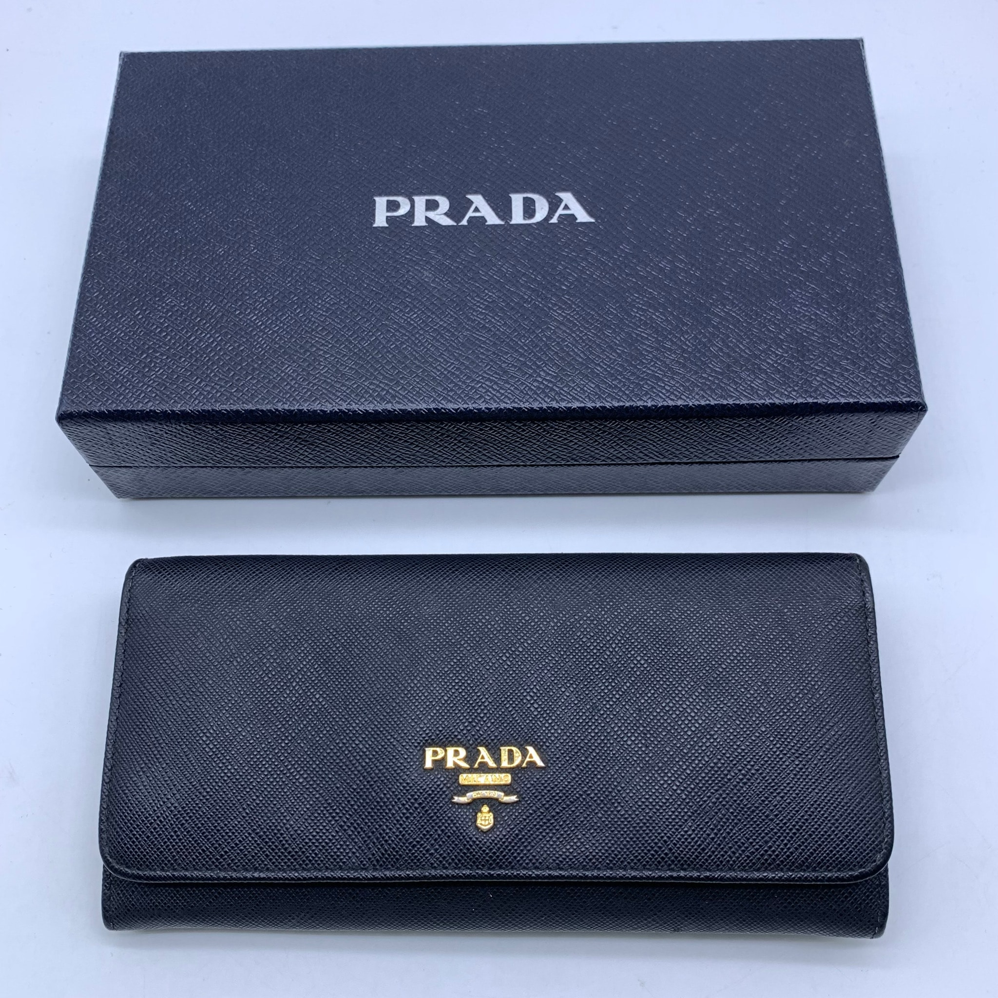 PRADA Large Saffiano Leather Wallet "Black"