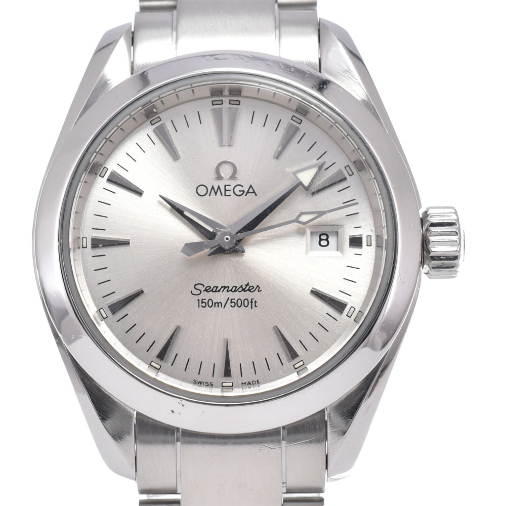 オメガ OMEGA 2577.30 シーマスター アクアテラ 150m デイト シルバー クォーツ レディース 良品 腕時計 H#149375