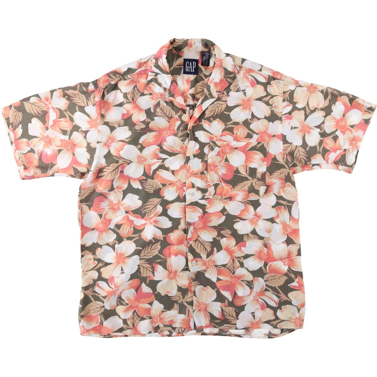 古着 90年代 ギャップ GAP オールドギャップ 総柄 花柄 レーヨン ハワイアンアロハシャツ ボックスシャツ メンズM相当 ヴィンテージ/eaa618865