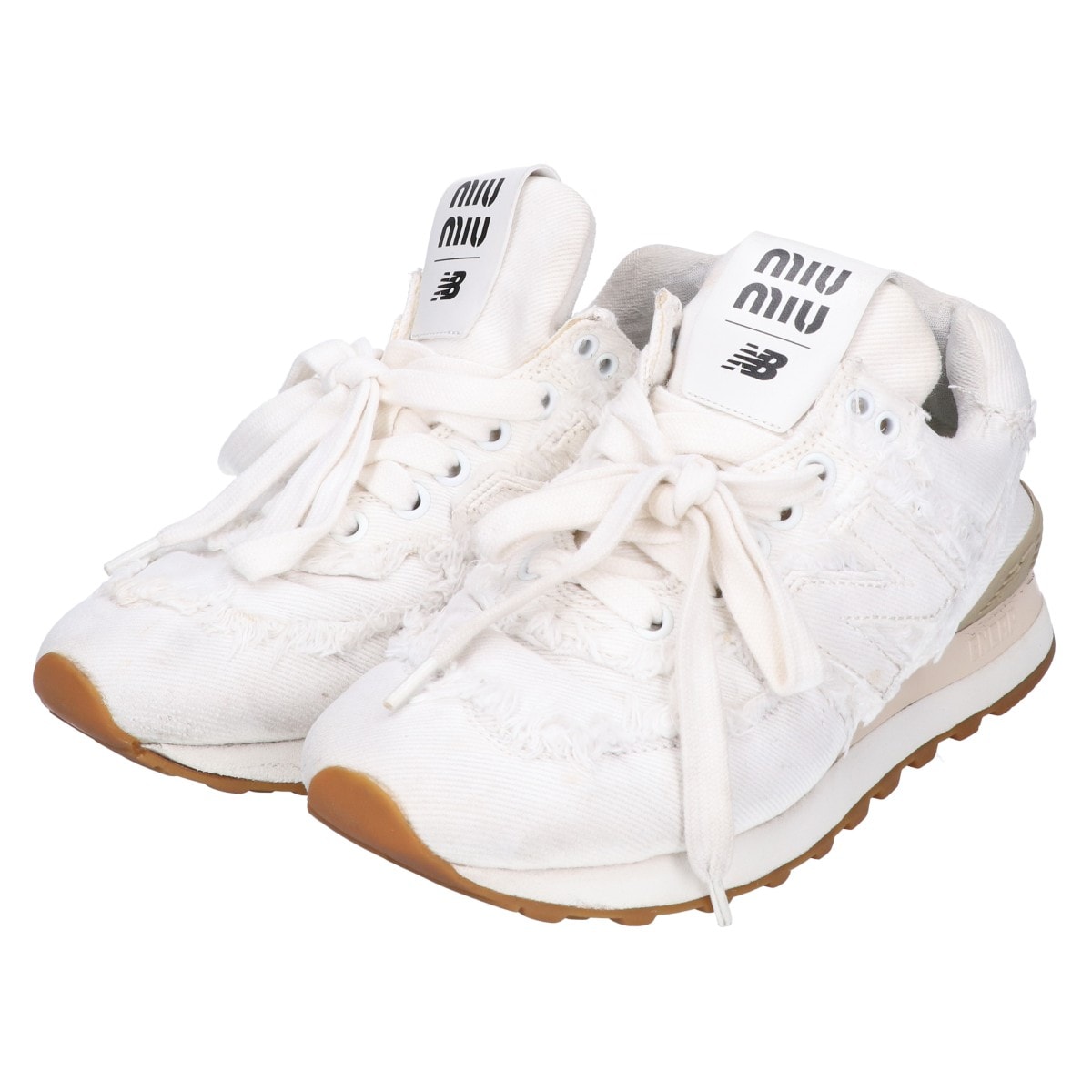 ミュウミュウ x NEW BALANCE 574 Denim Colonial デニムローカットスニーカー 34 1/2