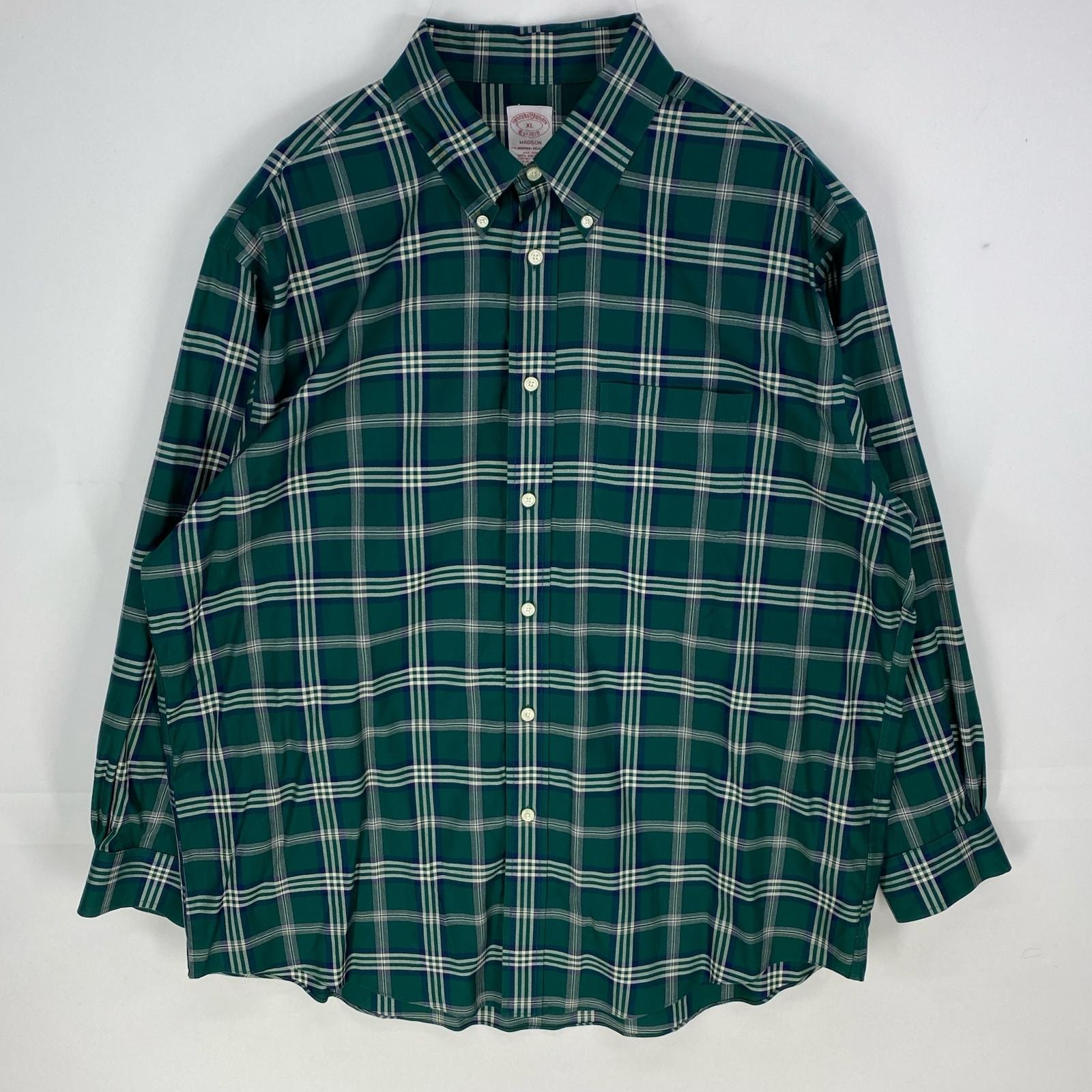 古着 ブルックスブラザーズ Brooks Brothers 長袖シャツ ボタンダウン 1818 大きいサイズ XL  グリーン系 チェック メンズ