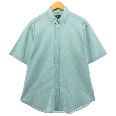 古着 ラルフローレン Ralph Lauren CLASSIC FIT シアサッカー 半袖 ボタンダウン ストライプシャツ メンズXL相当/eaa551836