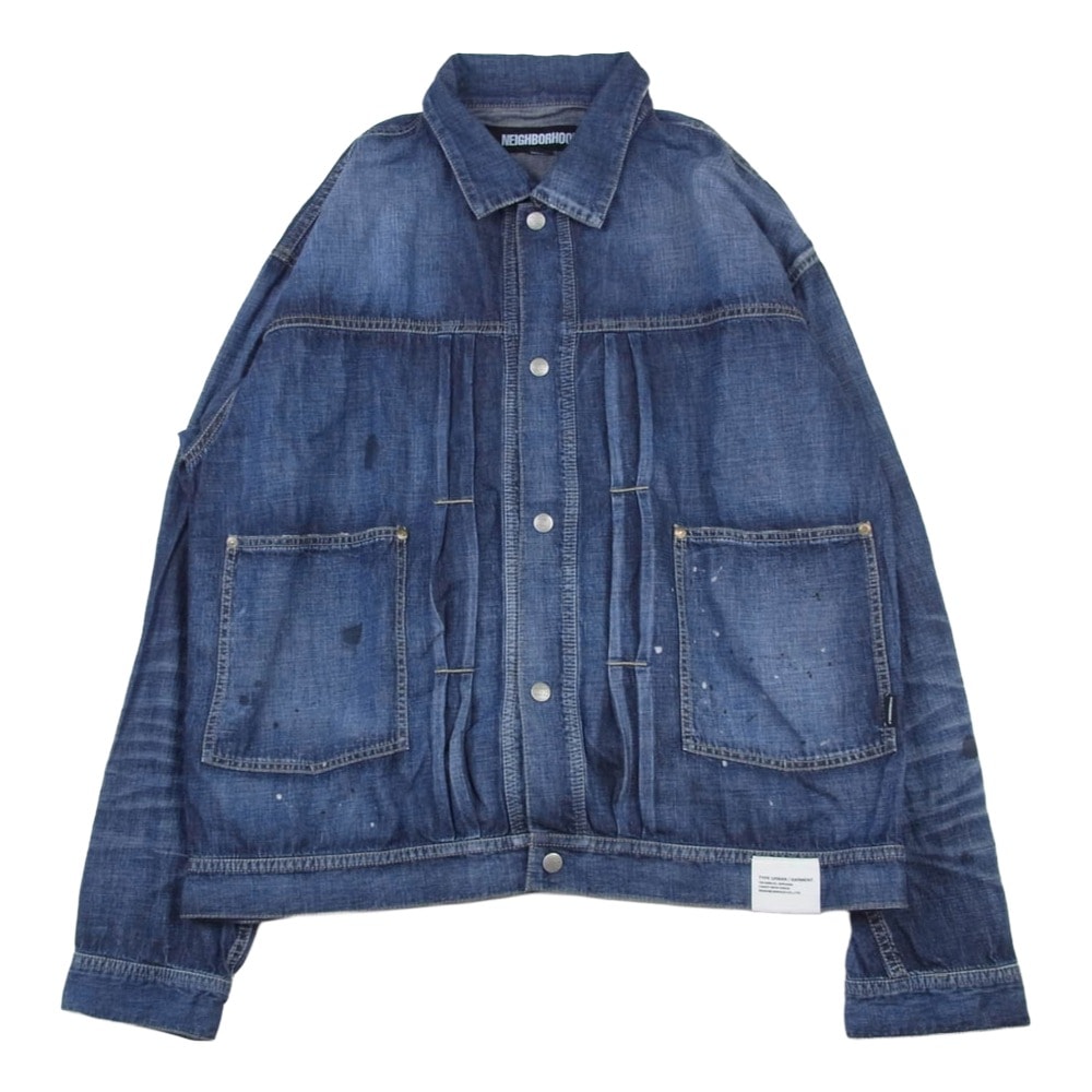 NEIGHBORHOOD ネイバーフッド デニムジャケット 24SS 241SPNH-JKM04 WASHED LIGHTWEIGHT DENIM JACKET ペンキ加工 ウォッシュド ライトウェア デニム ジャケット インディゴブルー系 XL【中古】