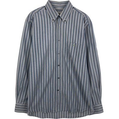 古着 ラコステ LACOSTE 長袖 ボタンダウンストライプシャツ メンズM相当/eaa636007