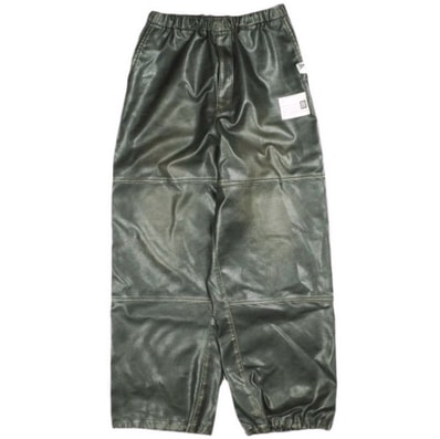 MAISON MIHARA YASUHIRO メゾン ミハラヤスヒロ 25AW Coated Wide Pants コーテッドワイドパンツ A15PT073 46 BLACK フェイクレザー イージー バイカー ボトムス g25701