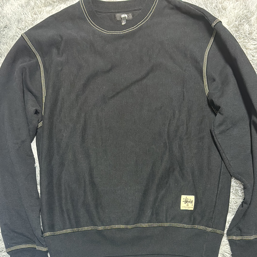 Stussy CONTRAST STITCH LABEL CREW "Black"