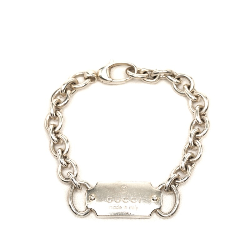 グッチ ロゴプレート ブレスレット #17 SV925 シルバー レディース GUCCI 【中古】
