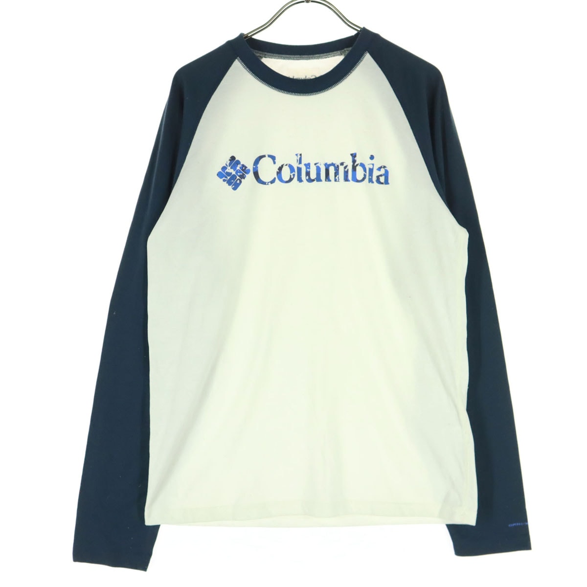 Columbia コロンビア ロゴプリント 長袖 ラグラン Tシャツ ホワイト