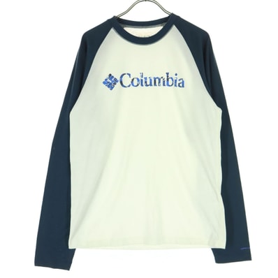 Columbia コロンビア ロゴプリント 長袖 ラグラン Tシャツ ホワイト