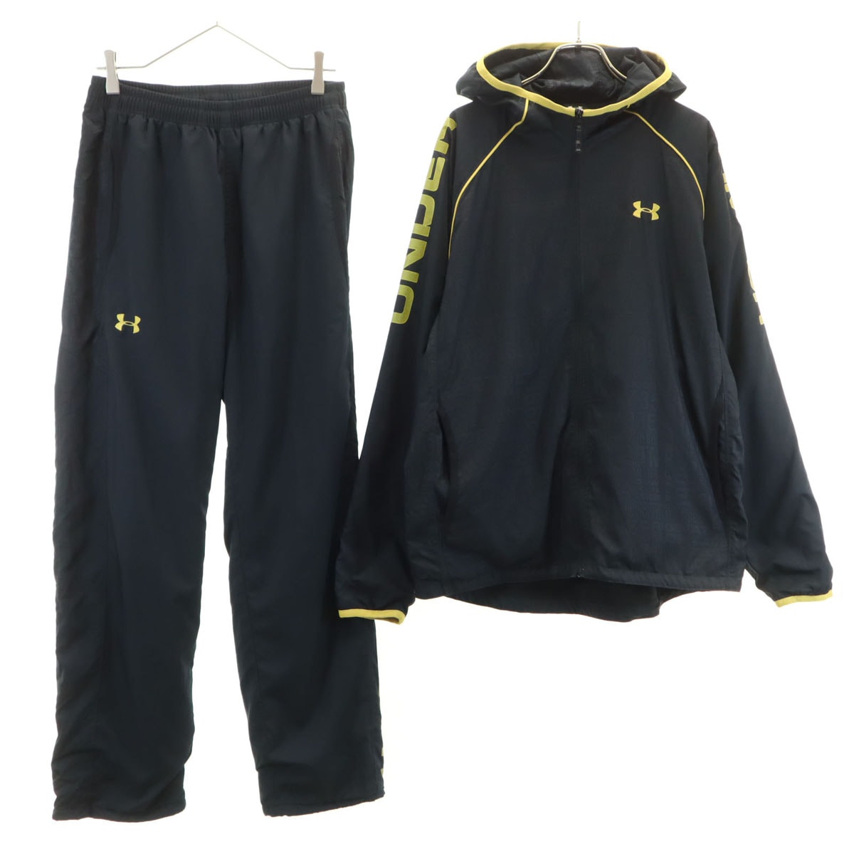 UNDER ARMOUR アンダーアーマー トレーニング ウインドブレーカー 上下セットアップ LG/MD ブラック 裏トリコット