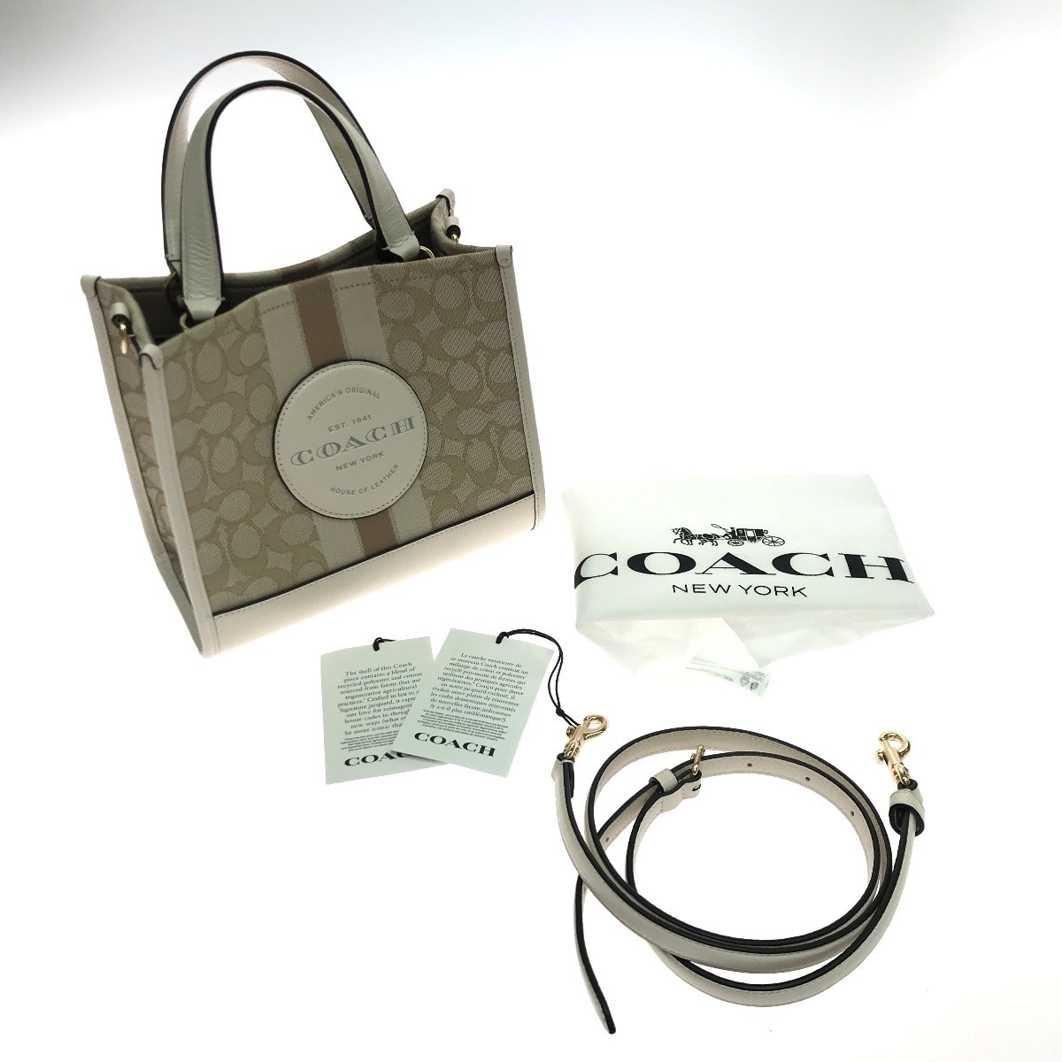$$ COACH コーチ ハンドバッグ キャンバス×レザー CQ878 ベージュ