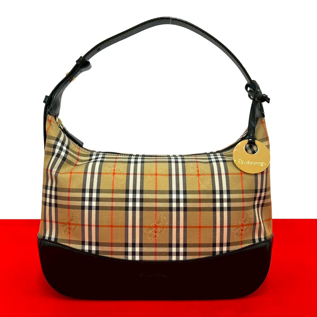 BURBERRY バーバリー ノバチェック キャンバス レザー ハンドバッグ ベージュ
04827