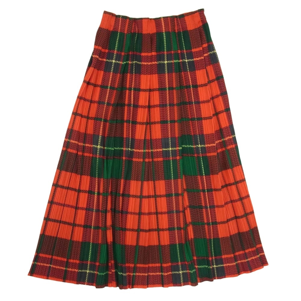 PLEATS PLEASE プリーツプリーズ イッセイミヤケ スカート PP14-JG366 プリーツ加工 タータンチェック ロング スカート  レッド系 1【中古】