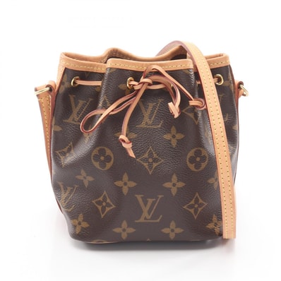 ルイ・ヴィトン LOUIS VUITTON ナノ ノエ ショルダーバッグ バッグ PVCコーティングキャンバス レザー モノグラム レディース ブラウン系 M41346 【中古】
