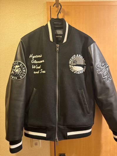 WIND AND SEA x HYSTERIC GLAMOUR Varsity Jacket "Black"