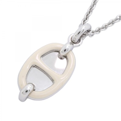 【6jdb0808】エルメス ネックレス ミニマイヨンPM メタル シルバー アイボリー【中古】レディース