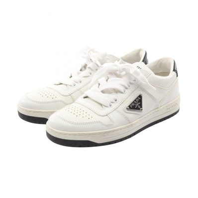 プラダ PRADA ダウンタウン スニーカー 靴 レザー レディース ホワイト系 1E792M 【中古】