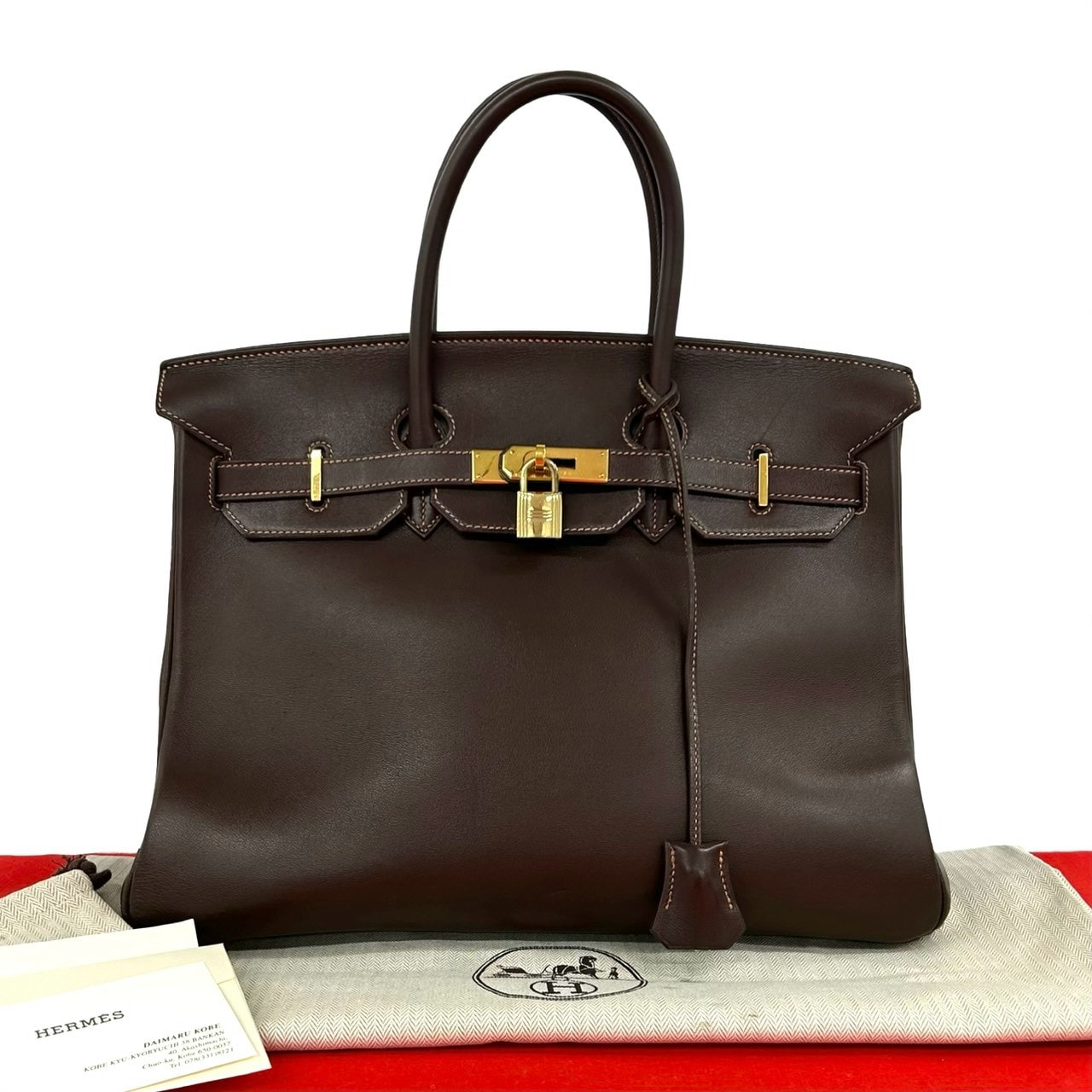 HERMES エルメス バーキン 35 ヴォーガリバー ハンドバッグ ハバナ ブラウン
621-6