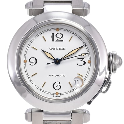 カルティエ CARTIER W31015M7 パシャC デイト ホワイト 自動巻き ユニセックス 良品 腕時計 O#148670