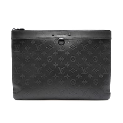 LOUIS VUITTON(ルイ・ヴィトン)ポシェット・ディスカバリー モノグラム・シャドウ クラッチバッグ ブラック レザー メンズ【中古】