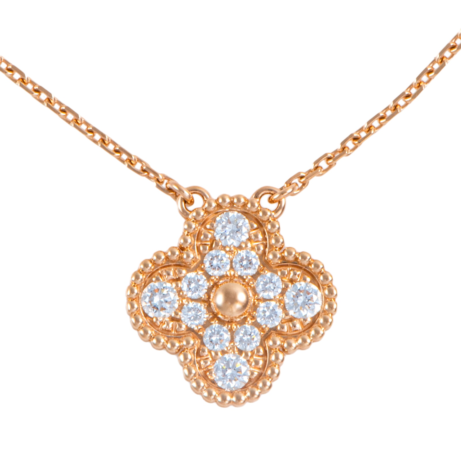 Van Cleef & Arpels ヴァンクリーフ&アーペル ヴィンテージ アルハンブラ ペンダント VCARP2R300 ネックレス K18RG ダイヤモンド ピンク ゴールド【中古】