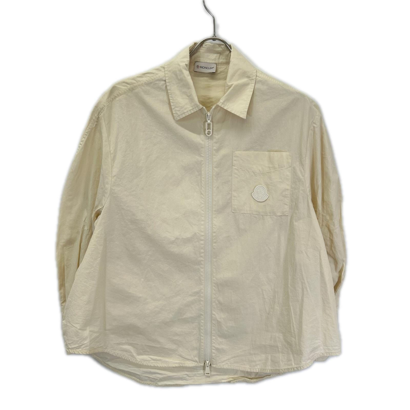 モンクレール 23SS SHIRT アイボリー コットン ロゴワッペン ジップアップシャツジャケット 40