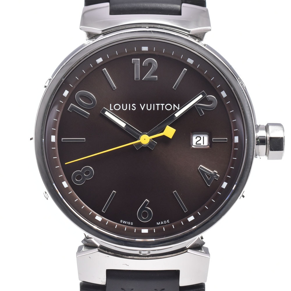 ルイ・ヴィトン LOUIS VUITTON Q1111 タンブール GM ブラウン クォーツ メンズ 美品 内箱付き 腕時計 J#149814