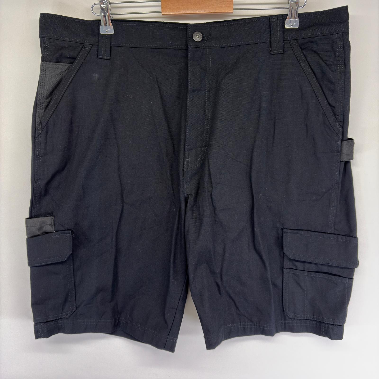 古着 ディッキーズ Dickies パンツ ワークパンツ ワンポイントロゴ カーゴ ジッパーフライ リップストップ w40  ブラック系 メンズ