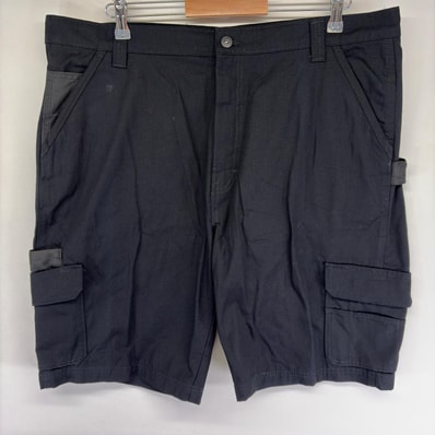 古着 ディッキーズ Dickies パンツ ワークパンツ ワンポイントロゴ カーゴ ジッパーフライ リップストップ w40 ブラック系 メンズ