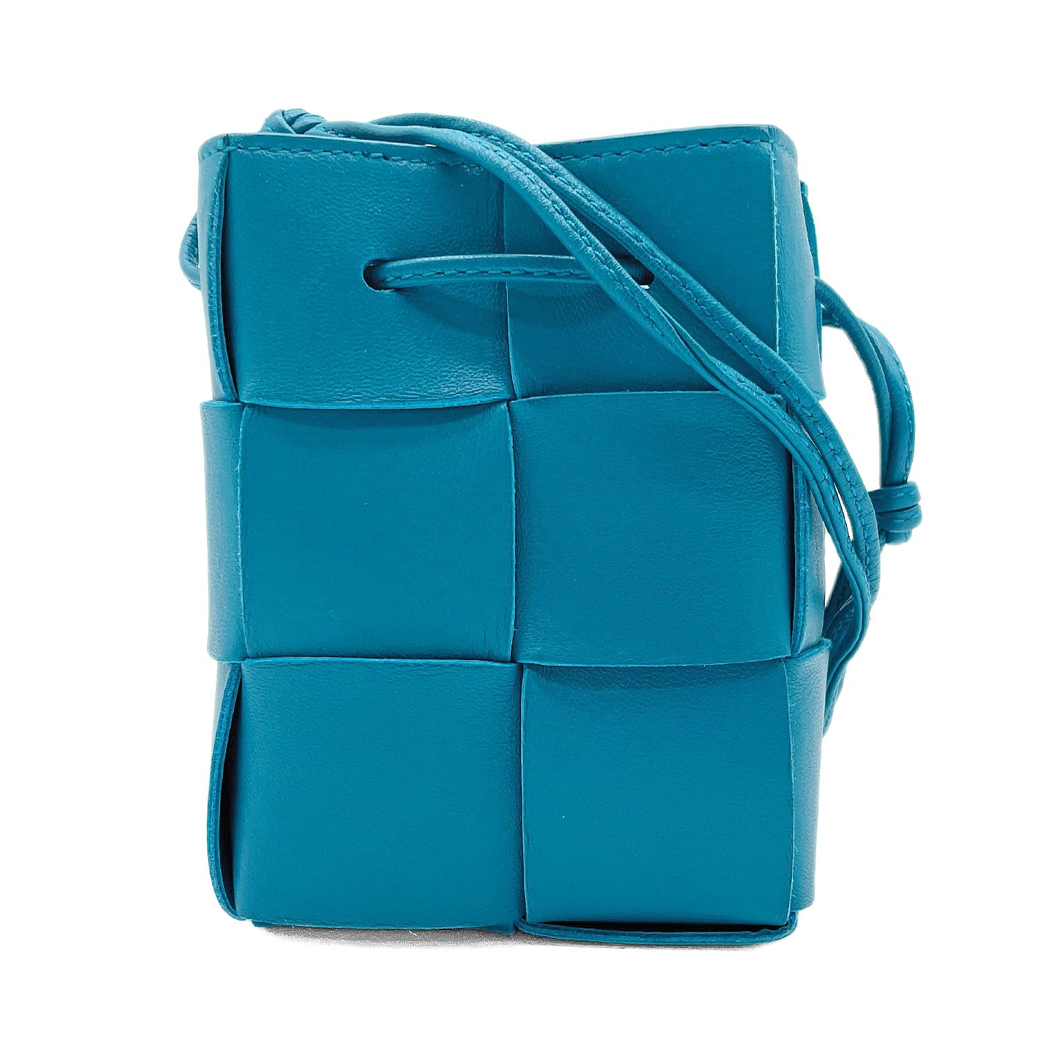 BOTTEGAVENETA ボッテガヴェネタ カセット バケット ショルダーバッグ
 クロスボディ マキシイントレチャート 680217 レザー ミニ ブルー ユニセックス
 【中古】