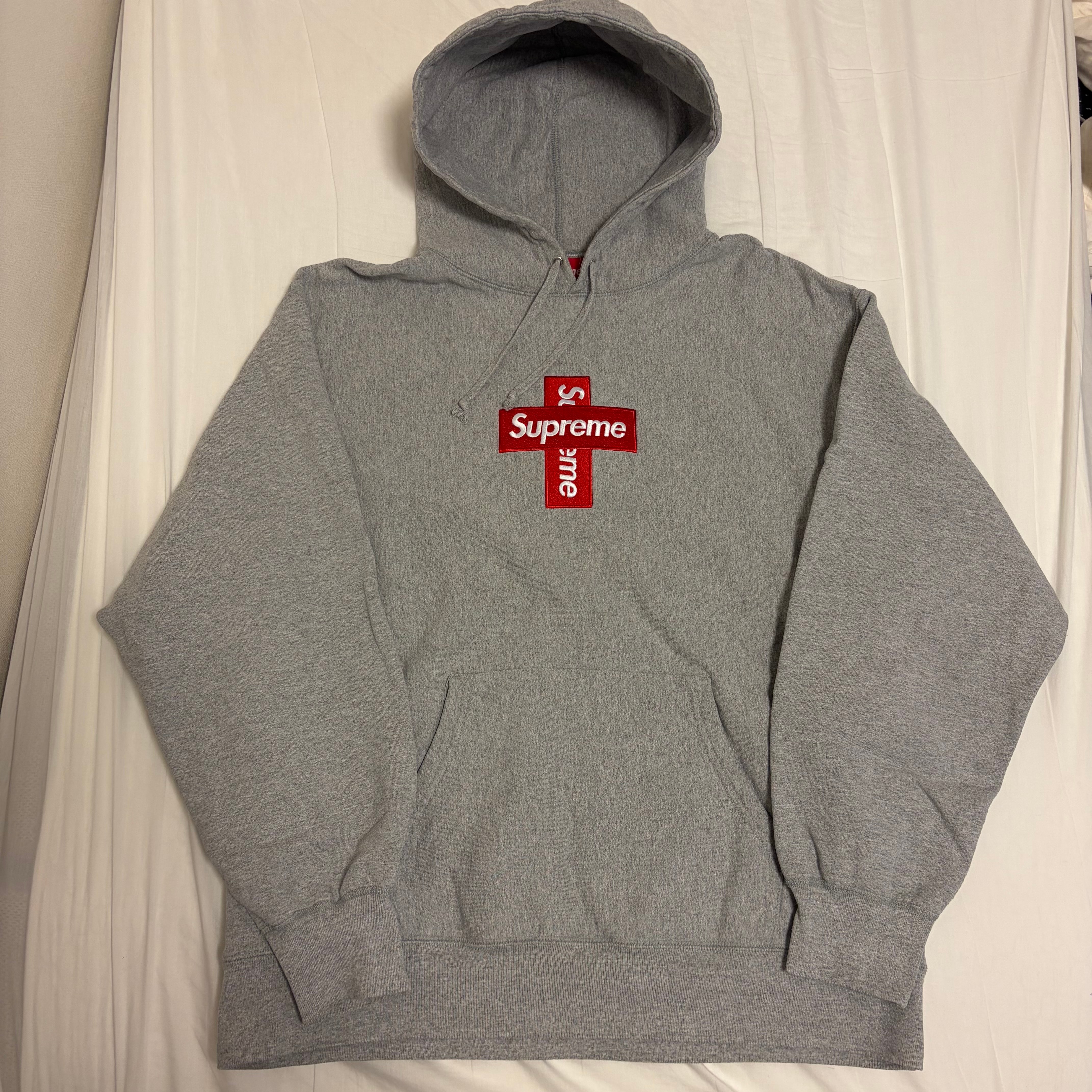 Supreme Cross Box Logo Hooded Sweatshirt "Grey"