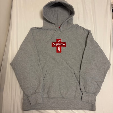Supreme Cross Box Logo Hooded Sweatshirt "Grey"