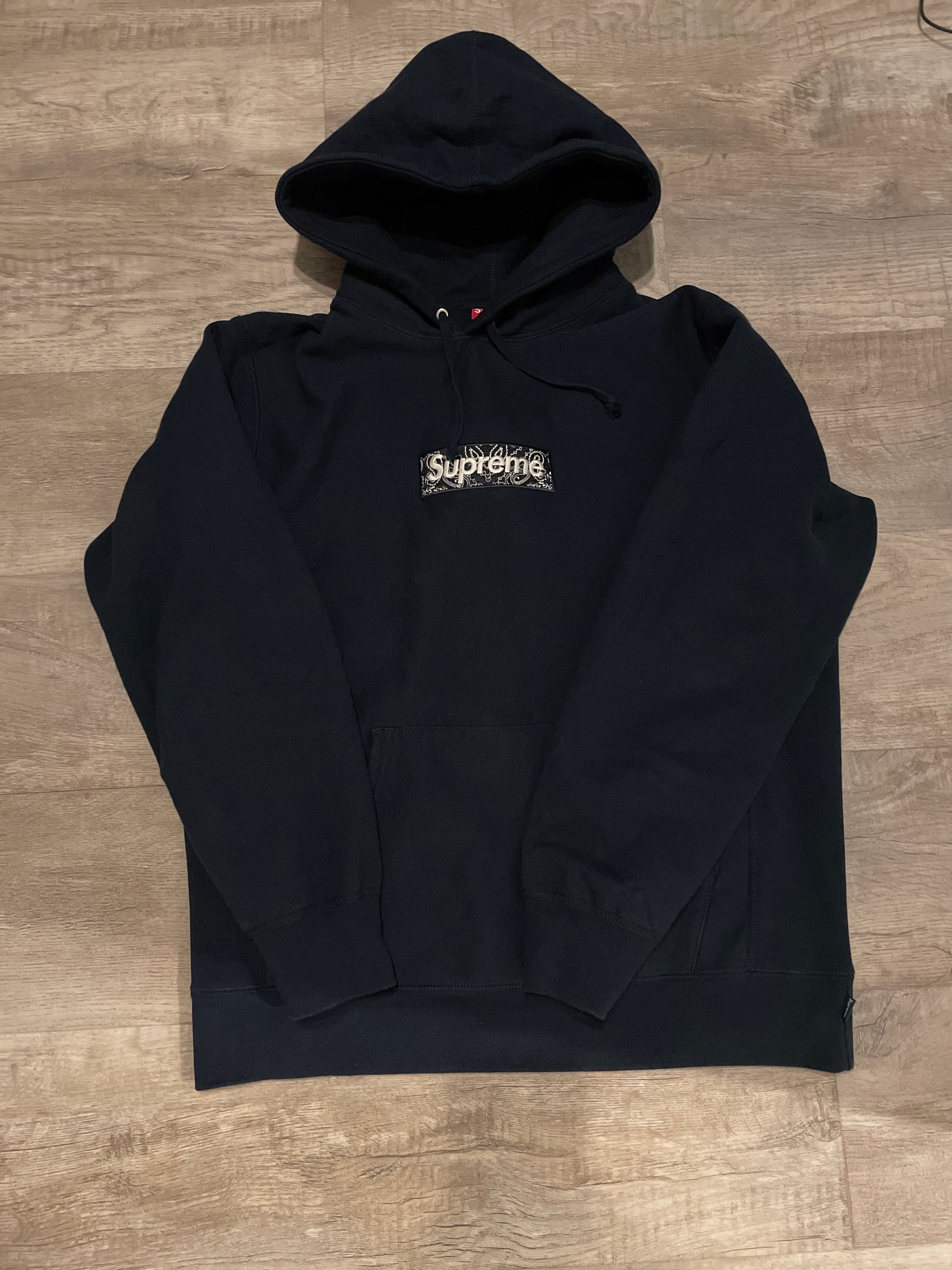Supreme Bandana Box Logo Hooded Sweatshirt "Navy"