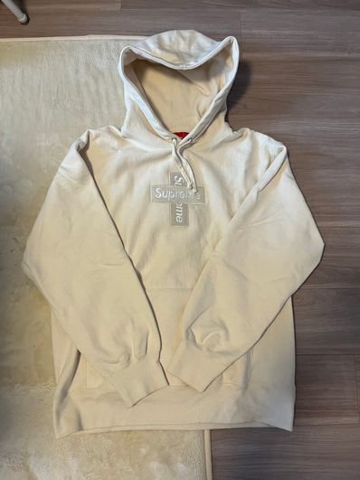 Supreme Cross Box Logo Hooded Sweatshirt "Natural"