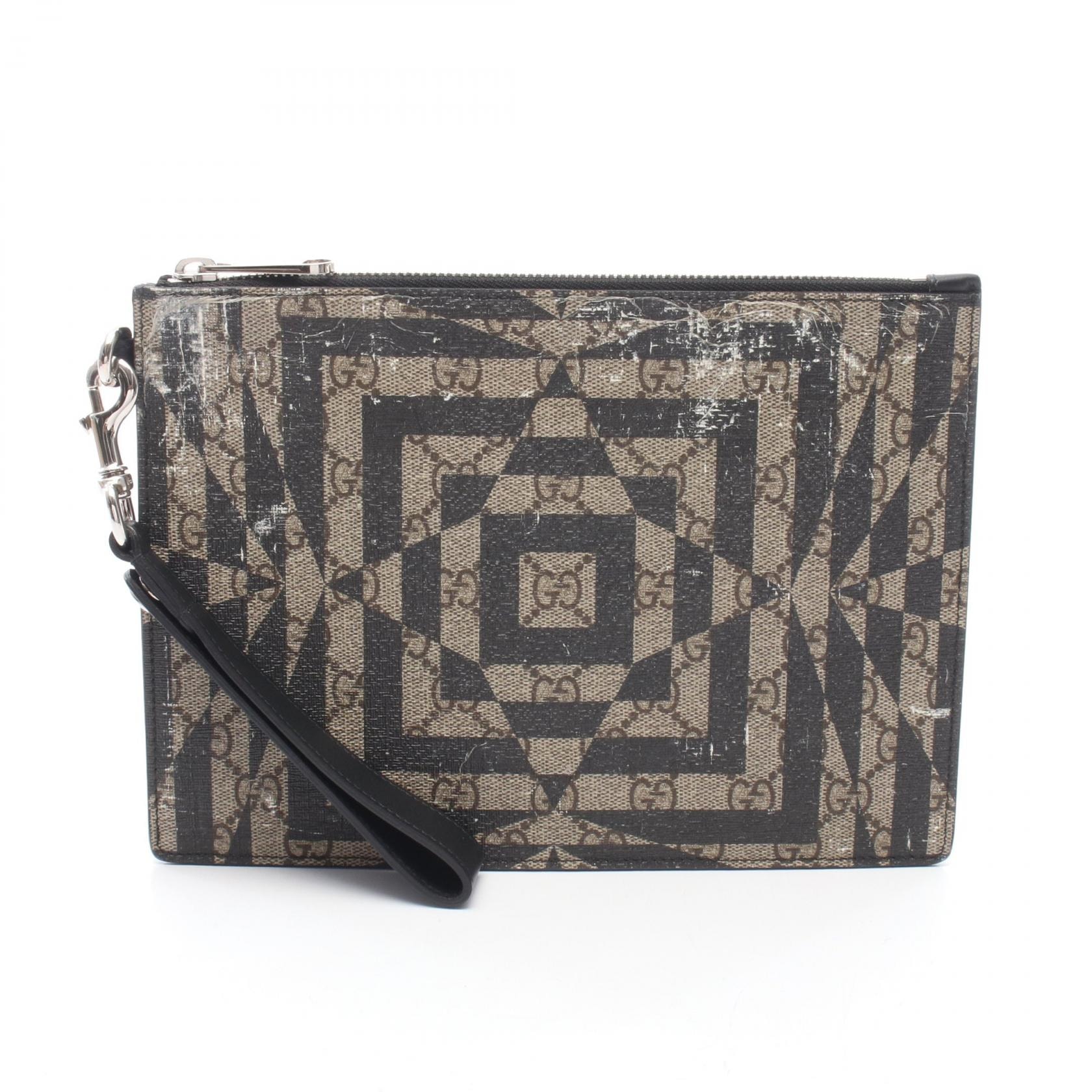グッチ GUCCI GGカレイド セカンドバッグ クラッチバッグ バッグ コーティングキャンバス/レザー レディース ベージュ系 / ブラウン系 / ブラック系 411768 【中古】