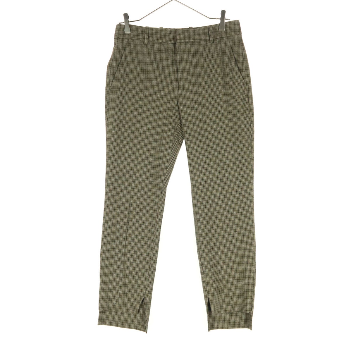 美品 ZARA WOMAN ザラウーマン チェック柄 テーパードパンツ 34 ベージュ系