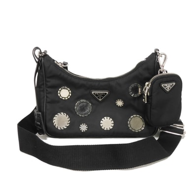 PRADA プラダ Re-Edition 2005 ミラー テスート バッグ ポーチ RFID IC トライアングルロゴ ナイロン ブラック ショルダーバッグ 1BH204