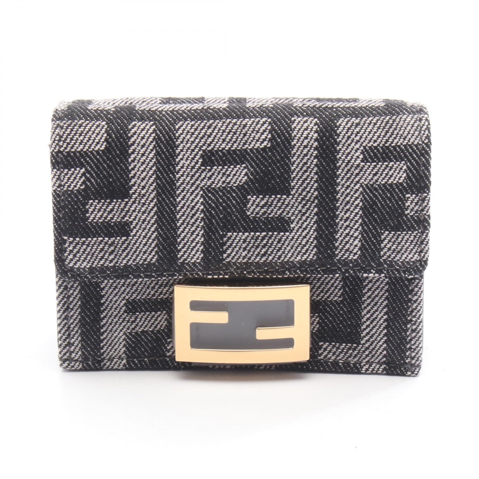 フェンディ FENDI バゲット マイクロ FFジャガード 三つ折り財布 財布 デニム レディース ネイビー系 8M0395AUT4F1UJ5 【新品】