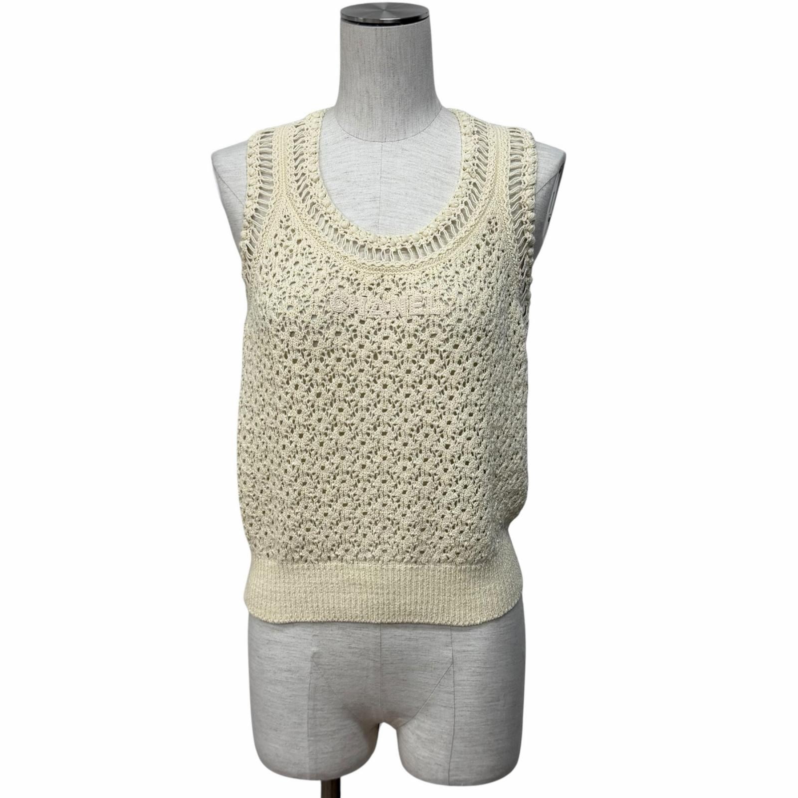 極美品 シャネル ニット アイボリー レディース 38 P63065