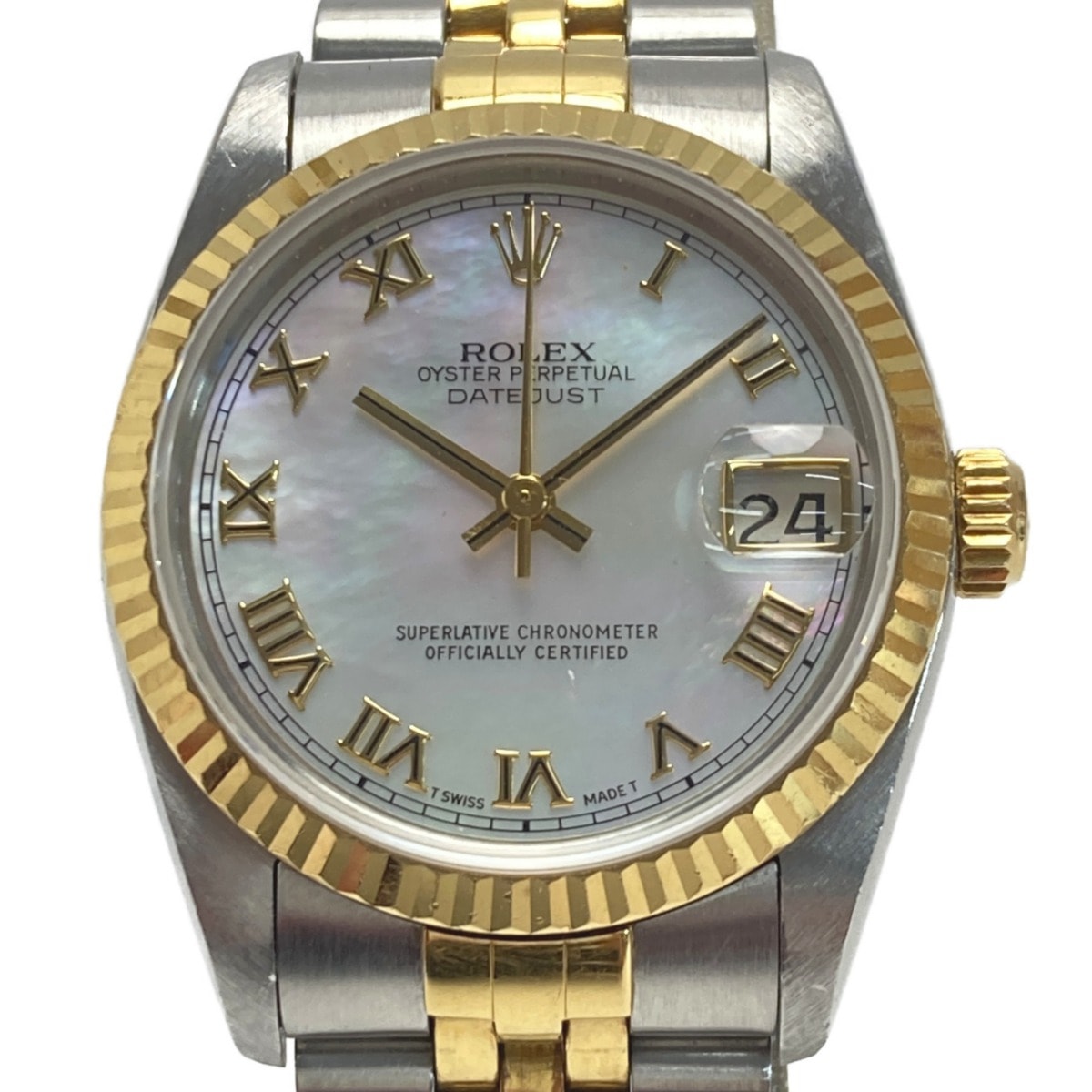 ☆☆ROLEX ロレックス デイトジャスト S番 ローマ K18 68273NR シェル文字盤 自動巻き ボーイズ 腕時計