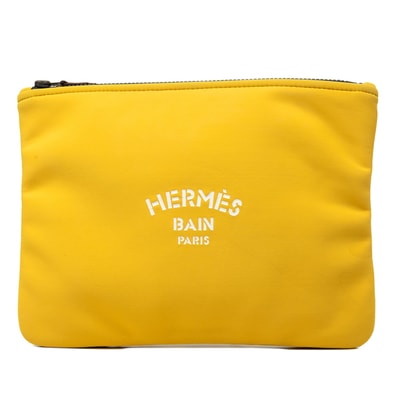 エルメス トゥルース フラット ネオバンMM ポーチ クラッチバッグ セカンドバッグ イエロー ポリアミド レディース HERMES 中古