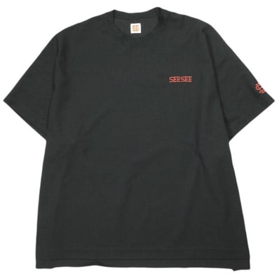 SEE SEE シーシー 日本製 SUPER BIG S/S 鹿の子 T-SHIRTS スーバービッグショートスリーブTシャツ XXXXL BLACK/ORANGE 半袖 ハニカム トップス g24418