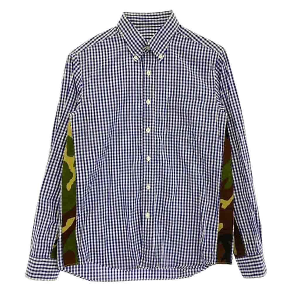SOPHNET. ソフネット 長袖シャツ 17SS SOPH-170026 カモフラ ボタンダウン ギンガム チェック 長袖 シャツ ブルー系 M【中古】
